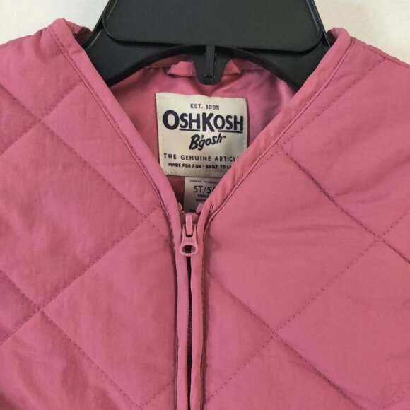 OshKosh B'gosh Pink Quilted Toddler Jacket Zippered Pockets Size 5T - Picture 3 of 4